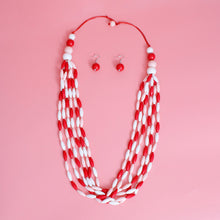 Cargar imagen en el visor de la galería, Long Red White Toggle DST Necklace|32 inches
