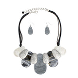 Bib Gray Shades Teardrop Black Cord Necklace