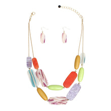 Load image into Gallery viewer, Snake Chain Multicolor Marble Stripe Bead Necklace
