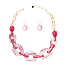 Load image into Gallery viewer, Chain Fuchsia White Marbled Stripe Link Collar Set
