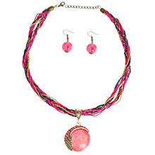 Load image into Gallery viewer, Pink Cord Bead Pendant Necklace
