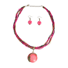 Load image into Gallery viewer, Pink Cord Bead Pendant Necklace
