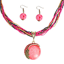 Load image into Gallery viewer, Pink Cord Bead Pendant Necklace
