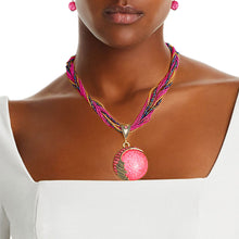 Load image into Gallery viewer, Pink Cord Bead Pendant Necklace
