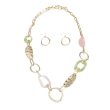 Load image into Gallery viewer, AKA Long Gold Pink and Green Link Chain Necklace
