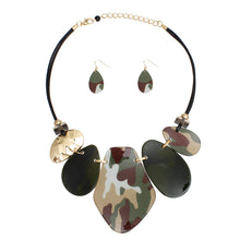 Load image into Gallery viewer, Necklace Camo Green Bib Set for Women
