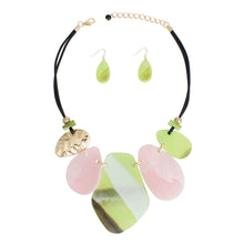 Load image into Gallery viewer, AKA Necklace Pink Green Marbled Bib Set

