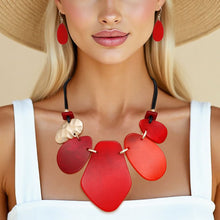 Load image into Gallery viewer, Necklace Shades of Red Bib Set for Women
