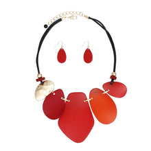 Load image into Gallery viewer, Necklace Shades of Red Bib Set for Women
