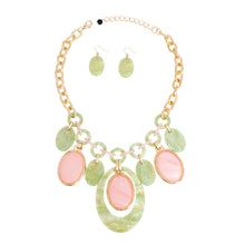 Load image into Gallery viewer, AKA Necklace Pink Green Oval Swirl Set for Women

