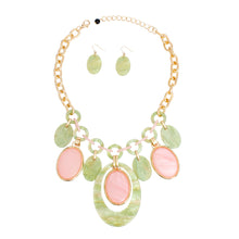 Cargar imagen en el visor de la galería, AKA Necklace Pink Green Oval Swirl Set for Women
