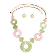 Load image into Gallery viewer, AKA Necklace Pink Green Ring Long Set for Women
