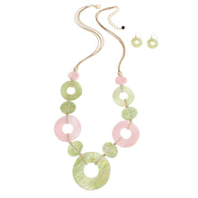 Load image into Gallery viewer, AKA Necklace Pink Green Ring Long Set for Women

