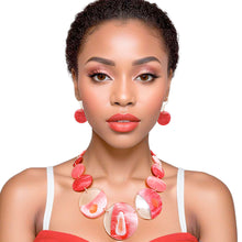 Load image into Gallery viewer, DST Necklace Red Disc Collar Set for Women
