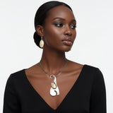 Abstract Silver and Gold Elephant Pendant Necklace
