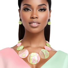 Load image into Gallery viewer, AKA Necklace Pink Green Disc Collar for Women
