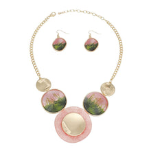 Load image into Gallery viewer, AKA Collar Pink Green Gradient Gold Disc Necklace

