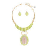 AKA Collar Pink and Green Marbled Geo Pendant Set