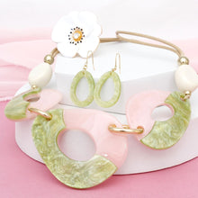 Load image into Gallery viewer, AKA Soror Collar Organic Pink Green Cord Necklace
