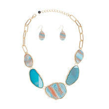 Load image into Gallery viewer, Collar Blue Agate Marbled Gold Necklace for Women

