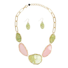 Load image into Gallery viewer, AKA Soror Collar Pink Green Agate Marbled Necklace
