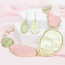 Load image into Gallery viewer, AKA Soror Collar Pink Green Agate Marbled Necklace
