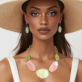AKA Soror Collar Pink Green Agate Marbled Necklace