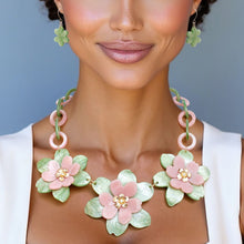 Load image into Gallery viewer, AKA Collar Marbled Pink Green Links 3D Flower Set
