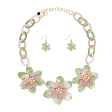 Load image into Gallery viewer, AKA Collar Marbled Pink Green Links 3D Flower Set
