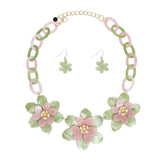 AKA Collar Marbled Pink Green Links 3D Flower Set