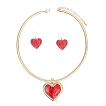 Load image into Gallery viewer, Pendant Gold Omega Chain Red Heart Set for Women
