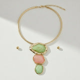AKA Pink Green Dimensional Pendant Necklace