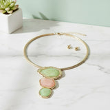 AKA Pink Green Dimensional Pendant Necklace