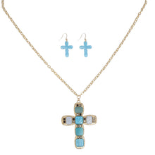 Cargar imagen en el visor de la galería, Pendant Blue Cross Long Gold Chain Necklace
