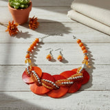 Collar Orange Shell Disc Beaded Necklace for Women