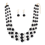 Pearl Black and White 3 Layer Necklace