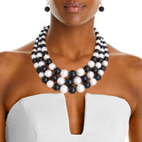 Pearl Black and White 3 Layer Necklace
