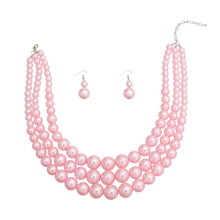 Cargar imagen en el visor de la galería, Pearl Necklace Pretty in Pink 3 Strand Set Women
