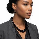 Jet Black Ball Bead Chunky Graduated Necklace