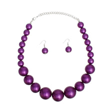 Cargar imagen en el visor de la galería, Pearl Purple Graduated Single Strand Necklace Set
