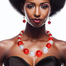 Load image into Gallery viewer, Red and White Jumbo Bubble Gum Pearls
