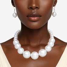 Cargar imagen en el visor de la galería, Pearl White Graduated Single Strand Necklace Set

