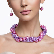 Cargar imagen en el visor de la galería, Choker Twisted Light Purple Pearl 7 Strand Necklace
