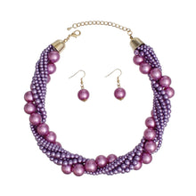 Cargar imagen en el visor de la galería, Choker Twisted Light Purple Pearl 7 Strand Necklace
