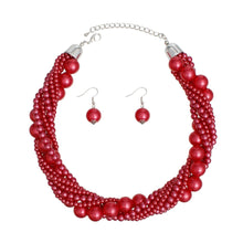 Cargar imagen en el visor de la galería, Choker Twisted Red Pearl 7 Strand Necklace
