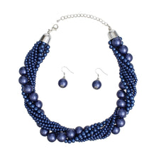 Cargar imagen en el visor de la galería, Choker Twisted Royal Blue Pearl 7 Strand Necklace
