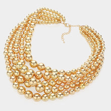 Load image into Gallery viewer, Gold Metal Pearl 5 Row Necklace
