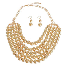 Load image into Gallery viewer, Gold Metal Pearl 5 Row Necklace
