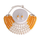 Orange and Cream Pearl 5 Row Necklace