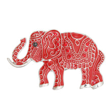 Load image into Gallery viewer, DST Brooch Red Tribal Elephant Magnetic Pin
